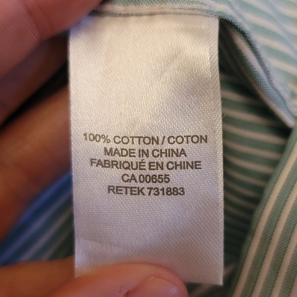 💖2 for $30!💖  RW&CO. Green and White Stripe Button Up Collar Shirt - Picture 7 of 8